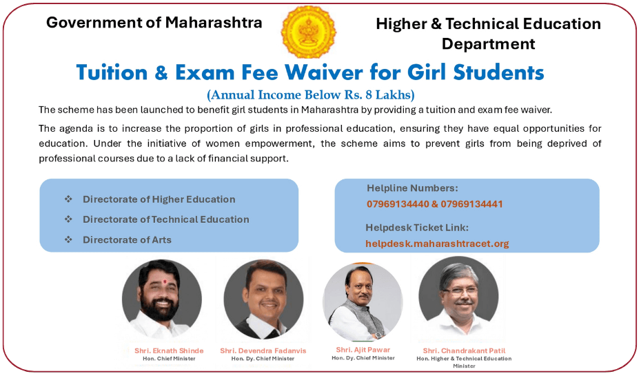 Tuition & Exam Fee Waiver for Girls